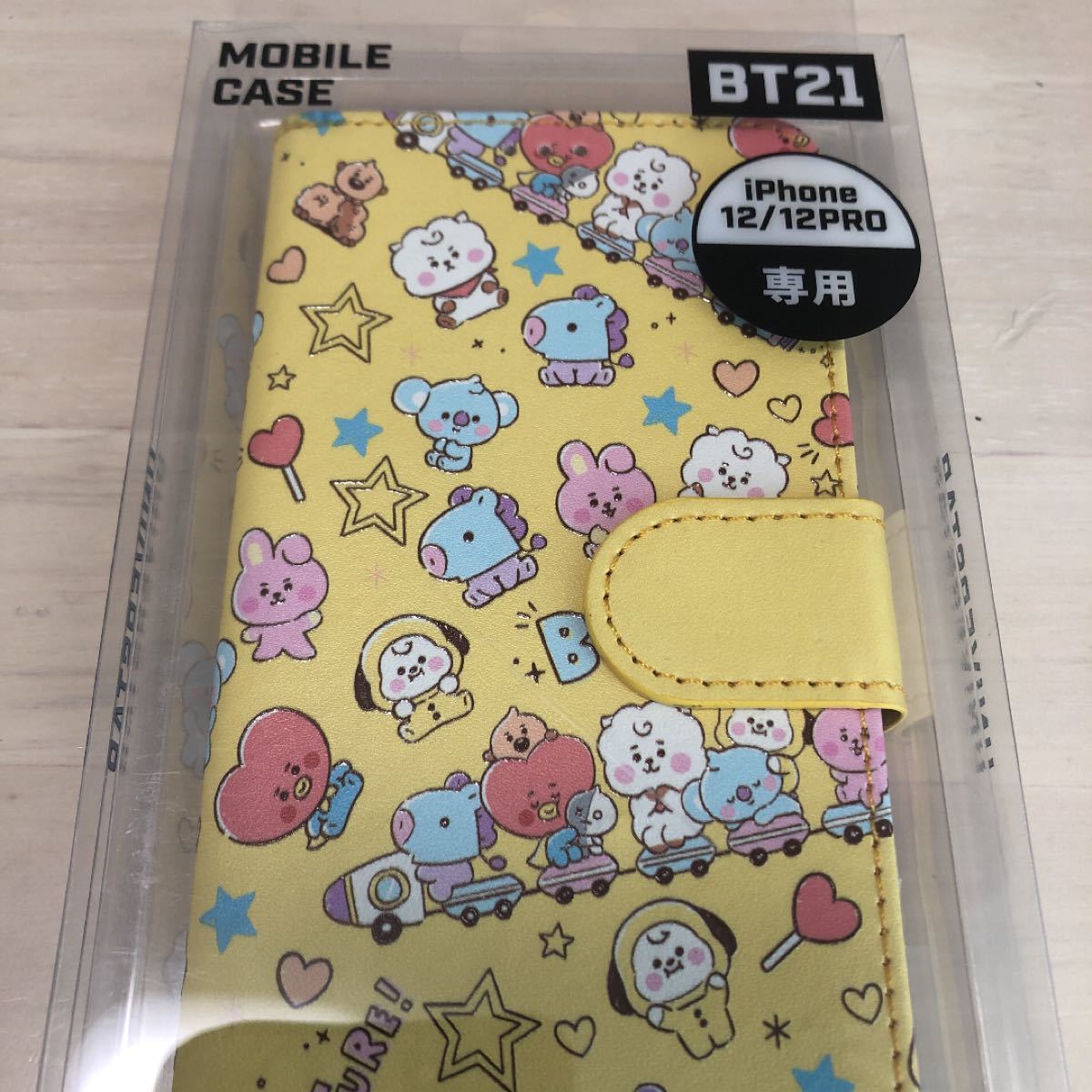 【公式】BT21 iPhone12/12pro 手帳型スマホケース イエロー