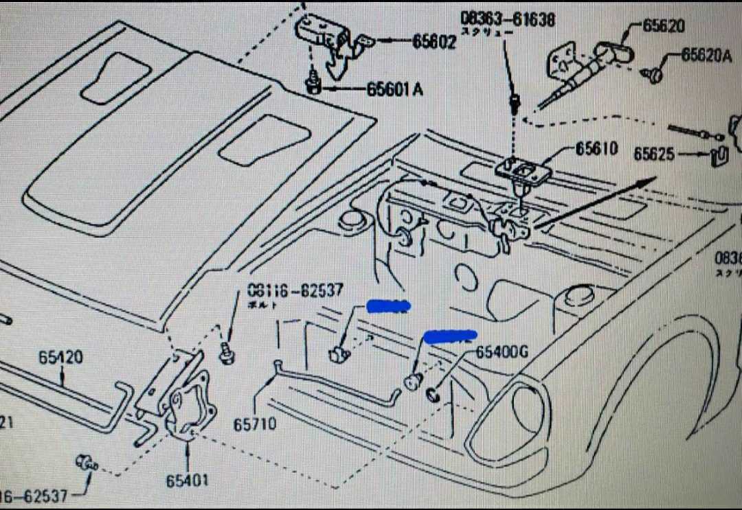 フェアレディZ　s130 GS130 ボンネット　グロメットフードサポート&クランプフードロッド　純正部品　前期　後期　L20 L28_青印の部品です。