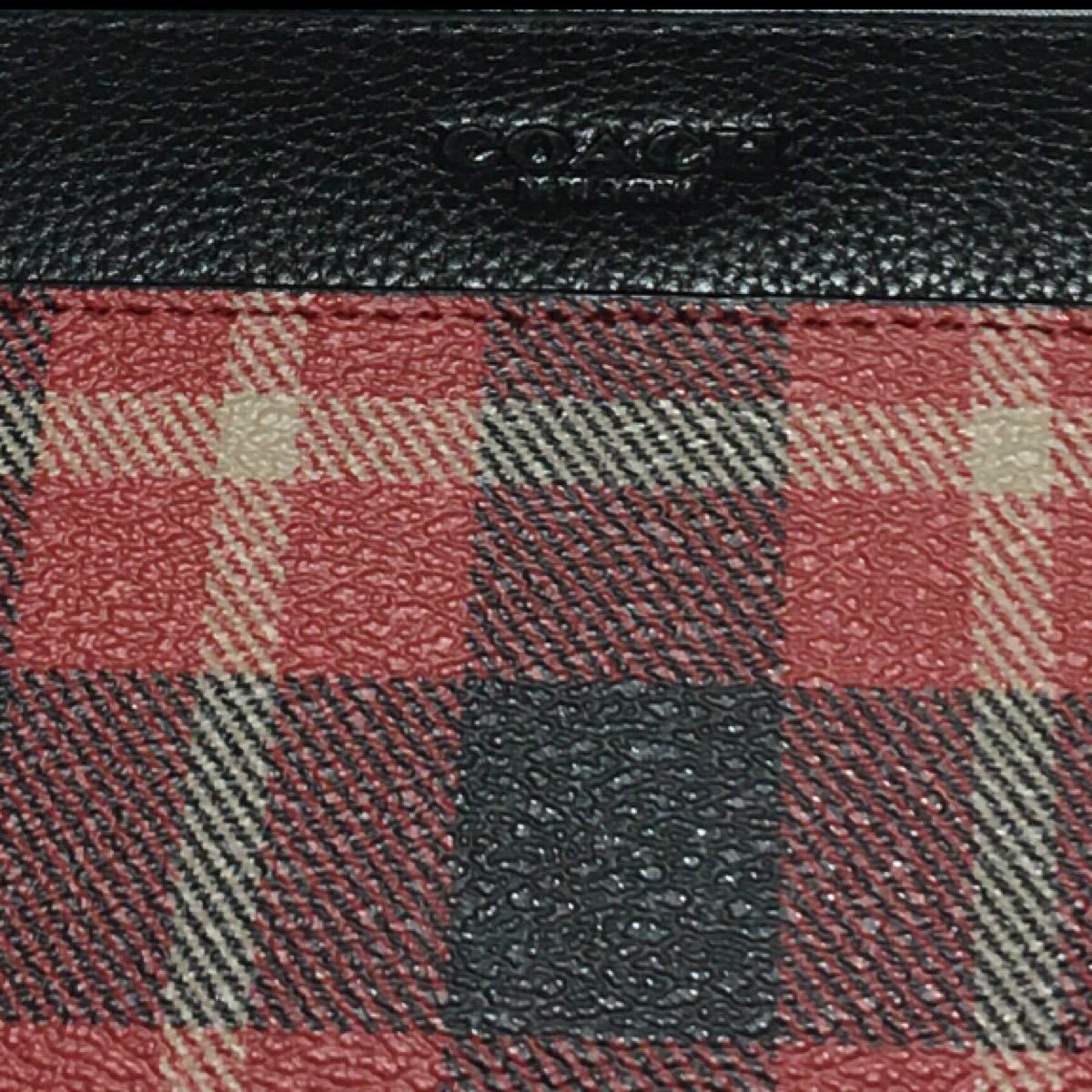 新品未使用】コーチ (COACH) 長財布赤黒色チェック柄 レディース 新品未使用】コーチ (COACH) 長財布赤黒色チェック柄 レディース