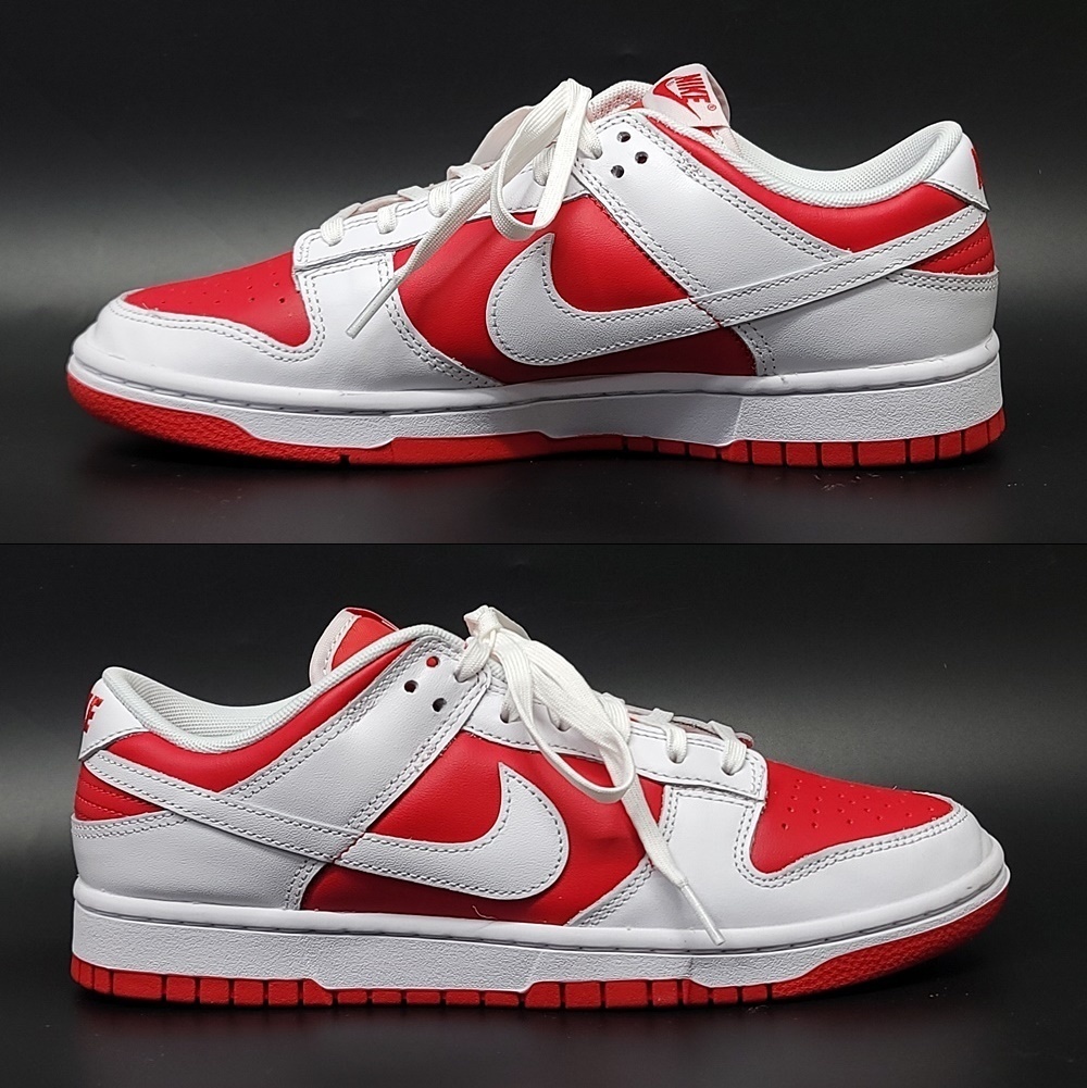 WB677　NIKE ナイキ DUNK LOW RETRO CHAMPIONSHIP RED ダンク ローカット レトロ DD1391-600 US9 27cm ホワイト レッド スニーカー ●80_画像4