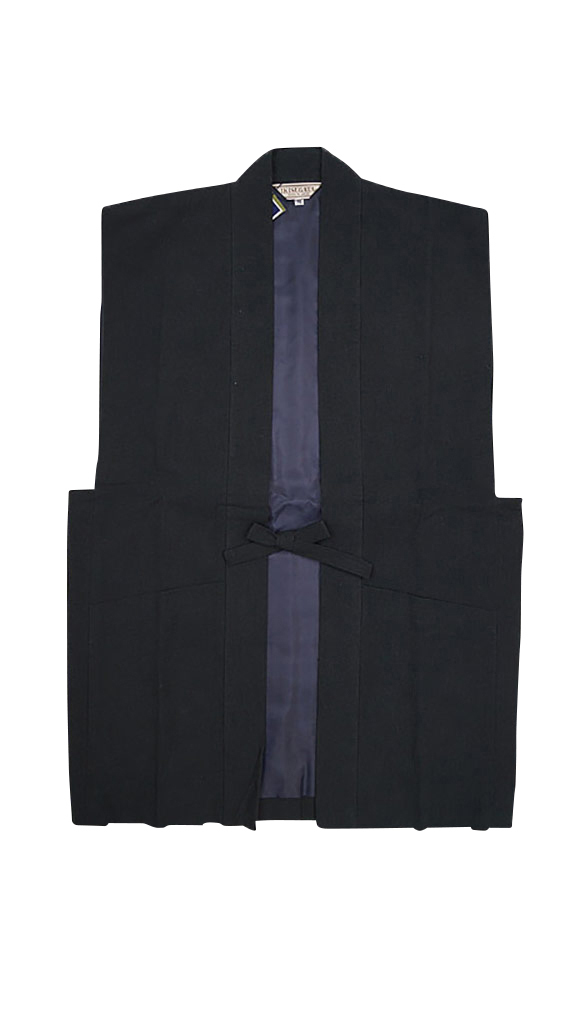 【ひめか】作務衣 羽織 日本製 たてスラブ 陣羽織 1047 黒Ｍ