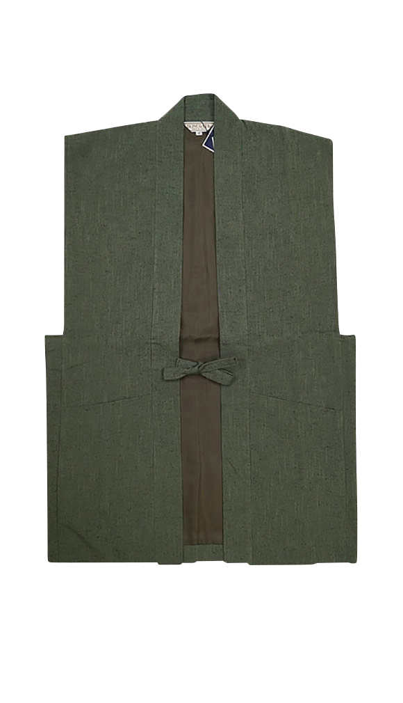 【ひめか】作務衣 羽織 日本製 たてスラブ 陣羽織 1047 グリーンＭ