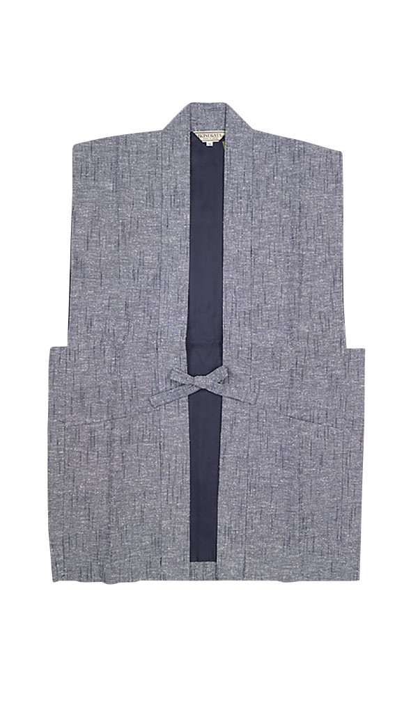 【ひめか】作務衣 羽織 日本製 たてスラブ 陣羽織 1047 グレイＭ