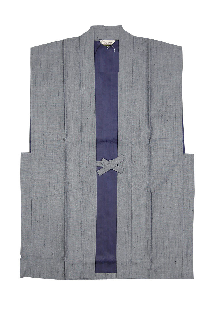 【ひめか】 陣羽織 日本製 高級 正絹陣羽織ベスト　グレイ　Ｌ_画像1