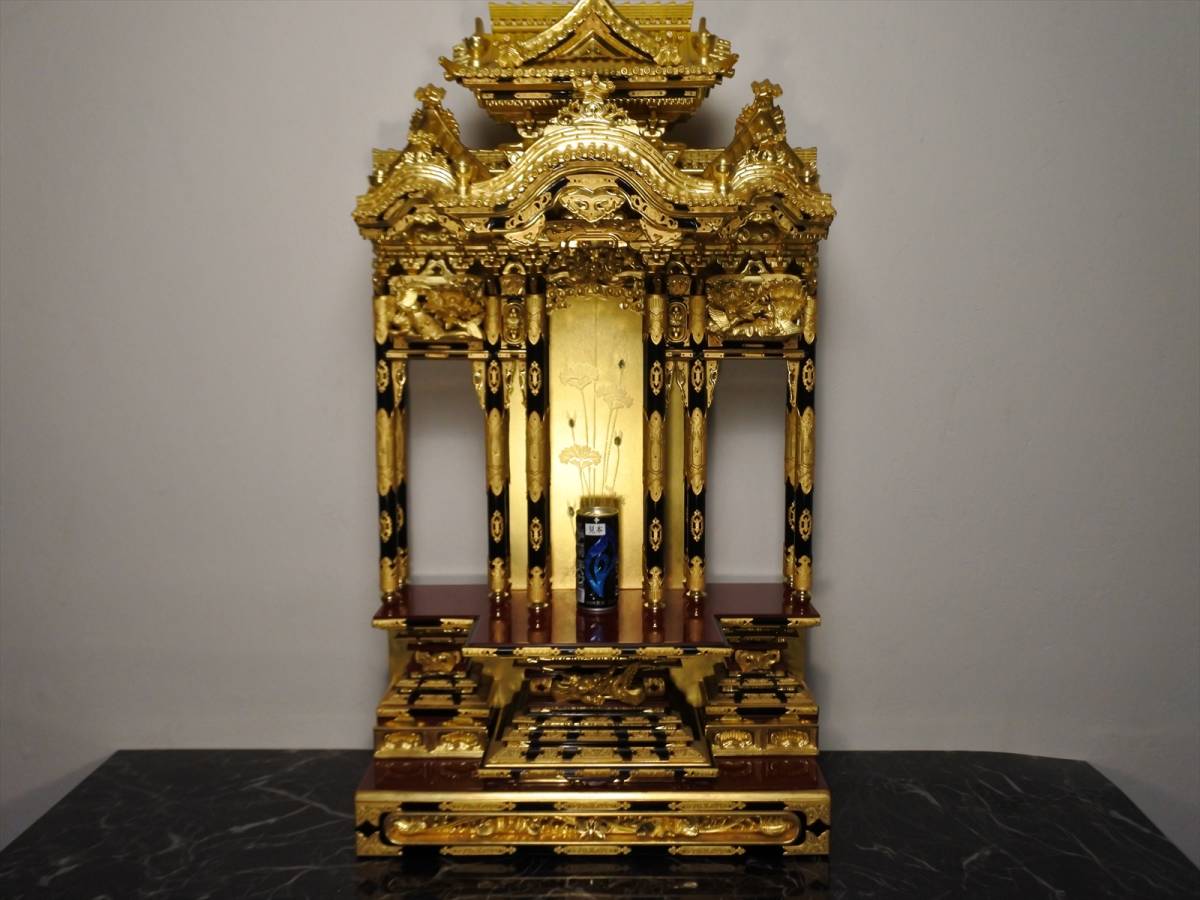 最終値下 収集品 高級仏壇用宮殿須弥壇セット 本金箔 木製 国産 仏壇