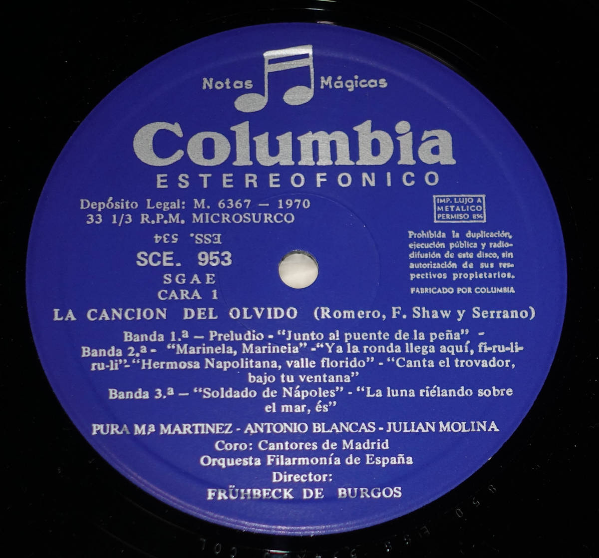 SPAIN Columbia SCE サルスエラ「忘却の歌」デ・ブルゴス_画像4