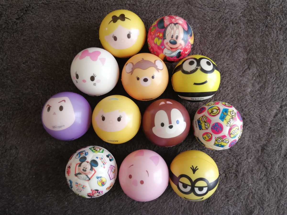  Disney character pattern ball 12 piece colorful ball character ball Mini on Mickey minnie Princess Marie Chan Piglet 