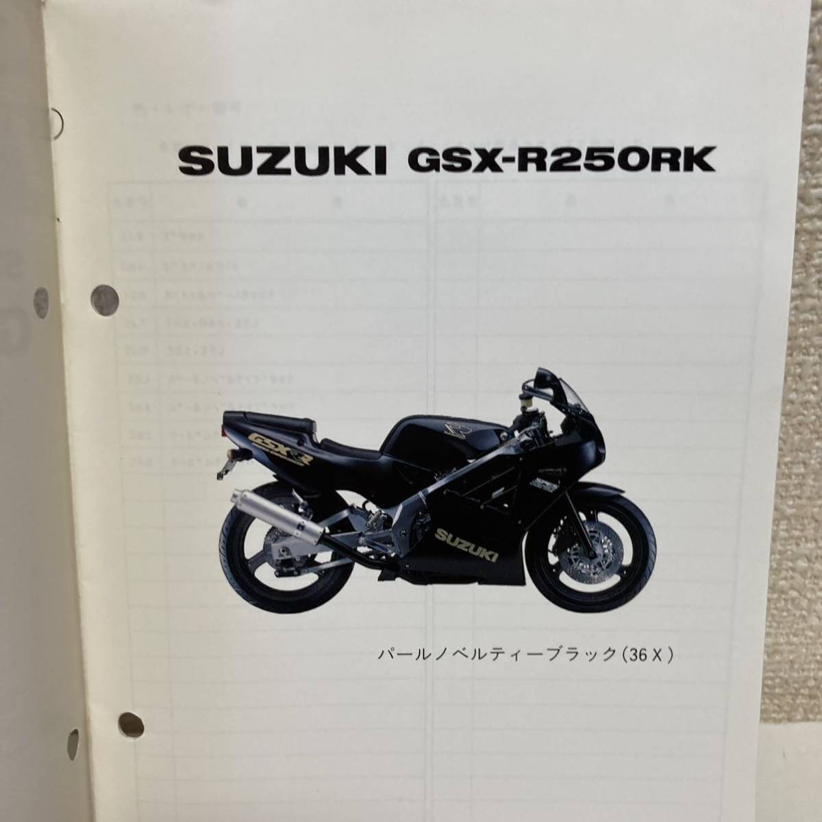 【SUZUKI スズキ】GSX-R250RK(GJ73A) パーツカタログ