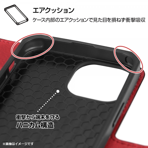 iPhone 13 耐衝撃 手帳型 ブック スタンド シンプル マグネット レザー ケース カバー ジャケット フラップ ポケット ストラップ_画像5