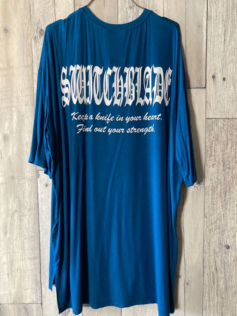 HYDE着用デザイン SWITCHBLADE KEEP A KNIFE TEE キープ ナイフ Tシャツ 色違い ブルー スイッチブレード オーバーサイズ Roen L'Arc~en~Ci_画像4