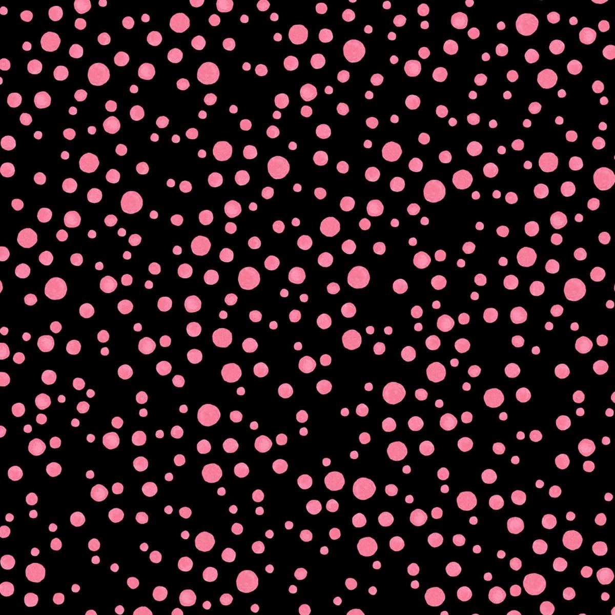 90*USAコットン ロラライハリス Balloon Dots 黒 ピンク ハンドメイド 輸入生地 