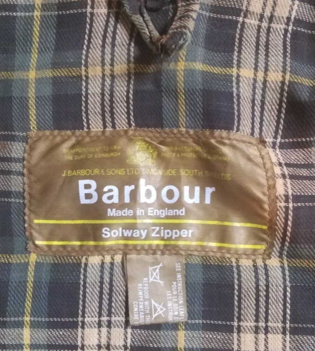 1クレスト barbour バブアー solway　zipper オリーブ C36/91cm メンズS相当