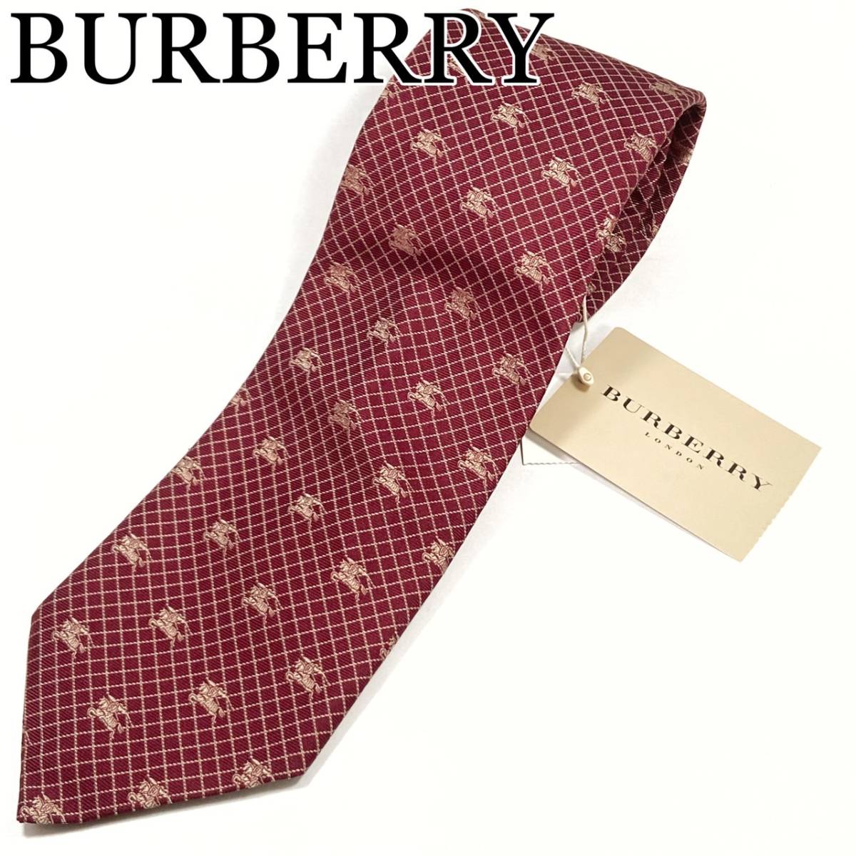 未使用✩BURBERRY LONDON ノバチェック 光沢 ネクタイ タグ付-