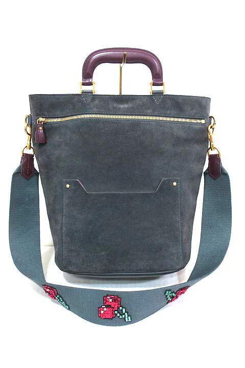 Anya Hindmarch アニヤハインドマーチ バッグ レザー グレー ワイン