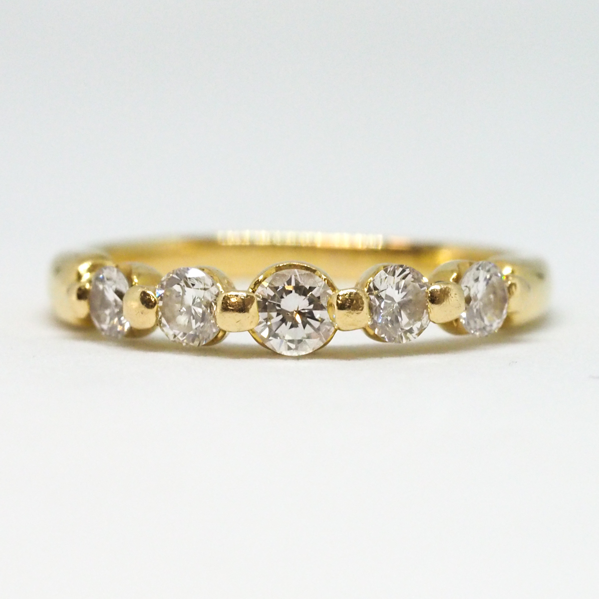 K18 ダイヤモンド 総0.51ct 計5粒 ゴールドリング 2.6g 歪みあり 指輪 アクセサリー