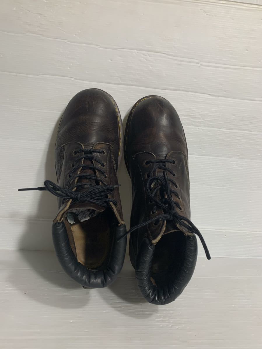 DR.MARTENS ドクターマーチン イングランド製 黒茶 厚底 クレイジーボム 6ホール編み上げワークブーツ UK10 28.5cm程度 ブラウン