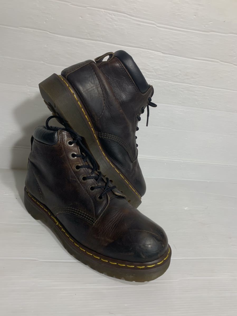 DR.MARTENS ドクターマーチン イングランド製 黒茶 厚底 クレイジーボム 6ホール編み上げワークブーツ UK10 28.5cm程度 ブラウン