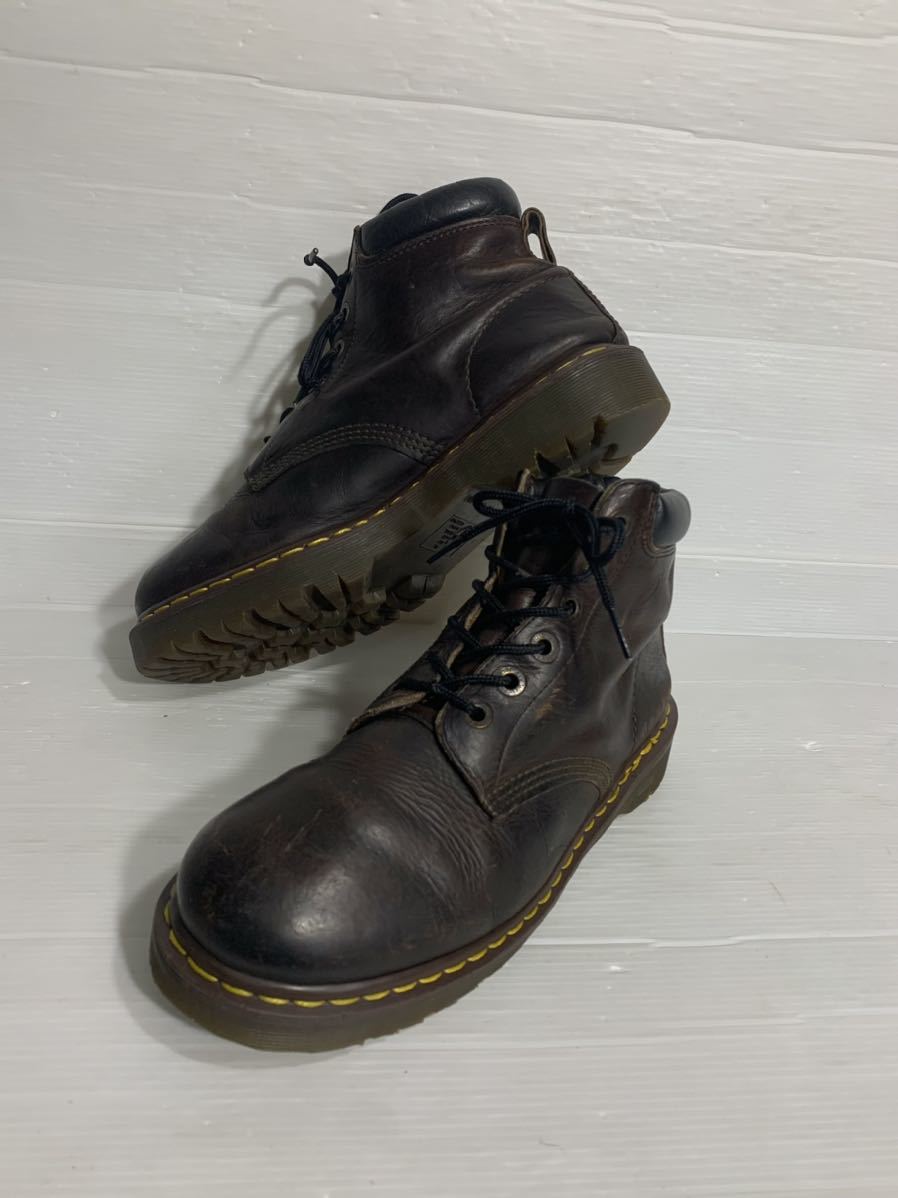 DR.MARTENS ドクターマーチン イングランド製 黒茶 厚底 クレイジーボム 6ホール編み上げワークブーツ UK10 28.5cm程度 ブラウン