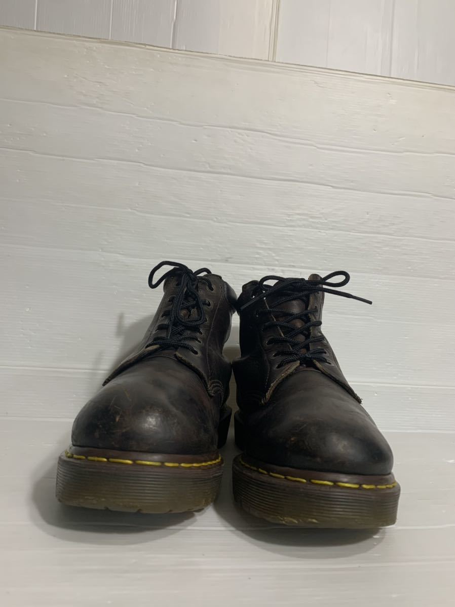DR.MARTENS ドクターマーチン イングランド製 黒茶 厚底 クレイジーボム 6ホール編み上げワークブーツ UK10 28.5cm程度 ブラウン