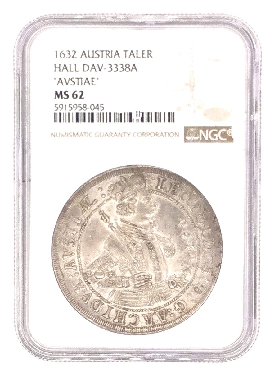 神聖ローマ帝国 オーストリア ターラー大判銀貨 1632年 MS62 AVSTIAE