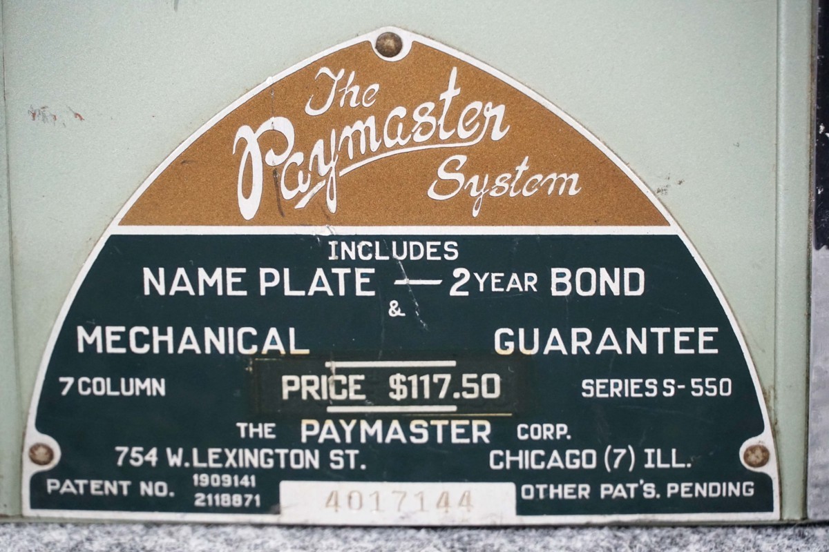 HA15 アンティーク Vintage THE PAYMASTER CORP S-550 印字機 USA輸入品 小切手の金額印字機 W190 H175 D220 全国のネット通販 アンティーク 印字機 アメリカ製 雑貨