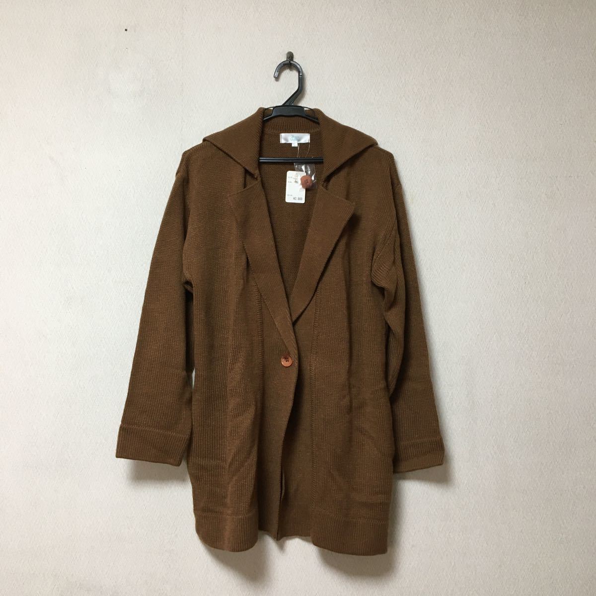 【新品】7days Lite Styling◆茶色ニットジャケット◆サイズL