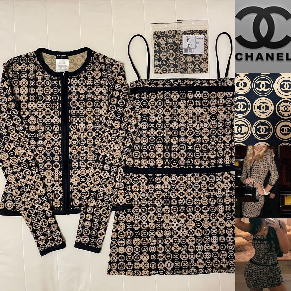 CHANEL シャネル ココマーク 総柄 ジップアップトップス ワンピース