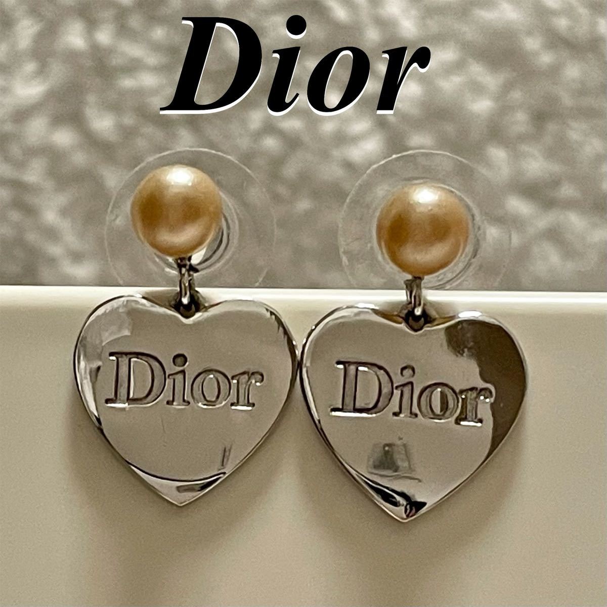 Christian Dior ディオール パール ハート ロゴ スイング ピアス www