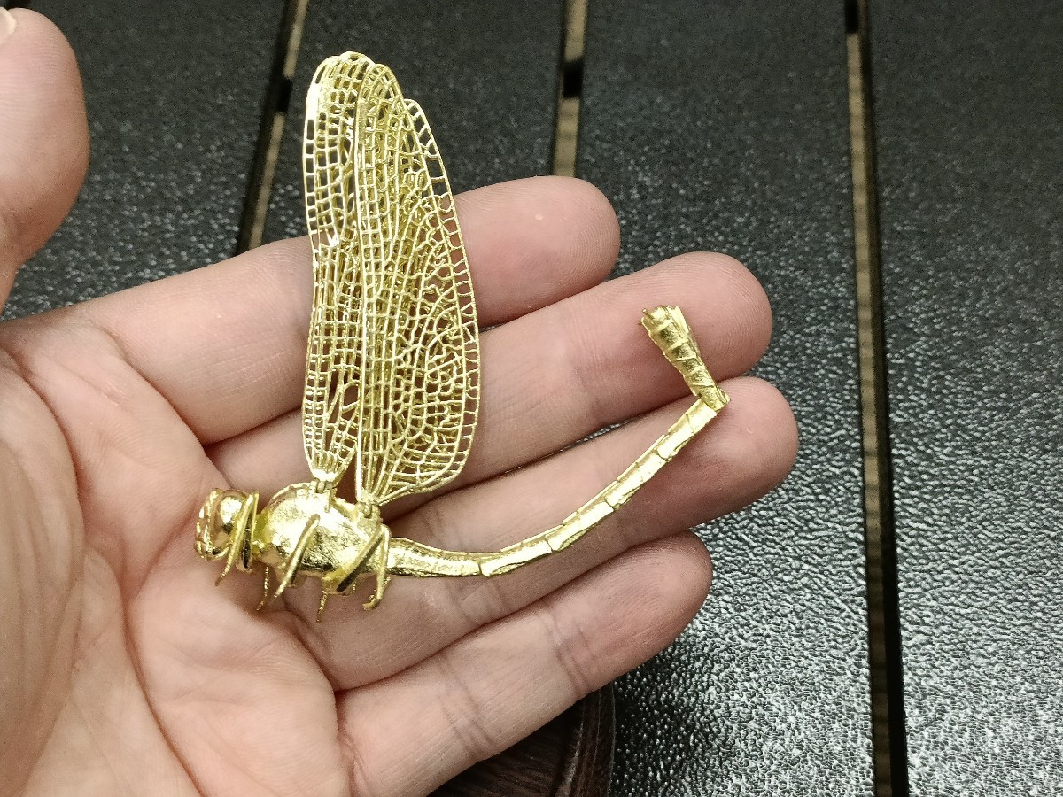 最新最全の 銅製置物 勝虫 蜻蛉 トンボ 金工品 細工 インテリア置物 