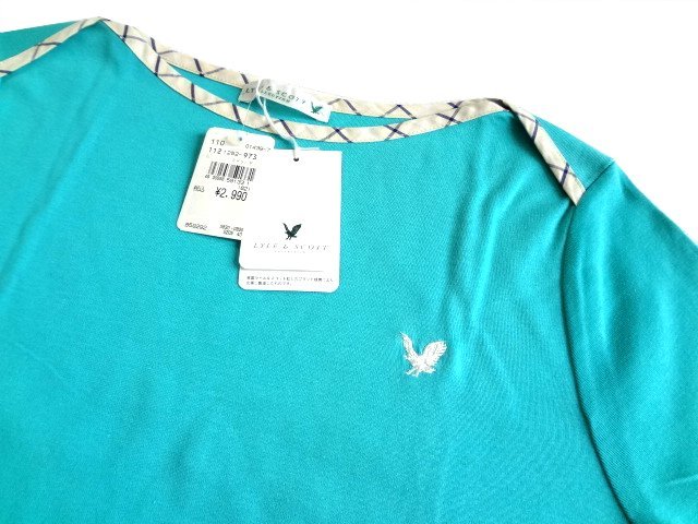  new goods regular price 2990 jpy LYLE & SCOTTla il & Scott boat neck T-shirt L cut and sewn green tops England * Scotland 