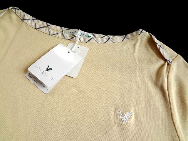  new goods regular price 2990 jpy LYLE & SCOTTla il & Scott boat neck T-shirt L cut and sewn yellow color beige tops England * Scotland 