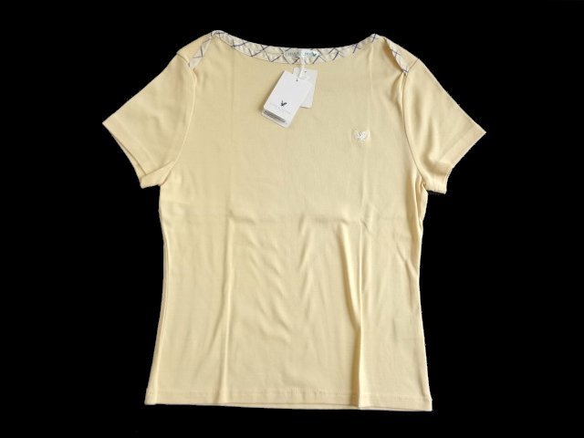  new goods regular price 2990 jpy LYLE & SCOTTla il & Scott boat neck T-shirt L cut and sewn yellow color beige tops England * Scotland 