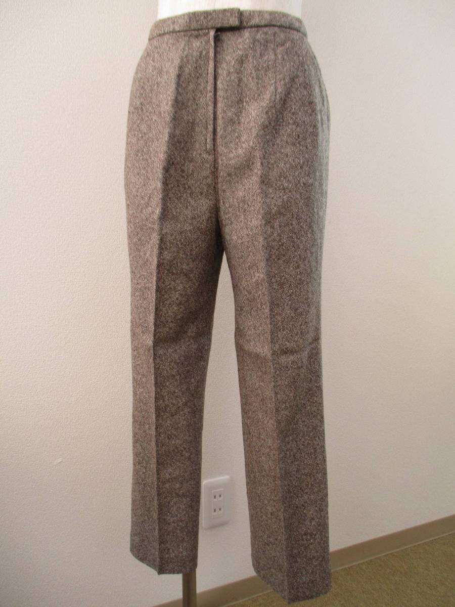 *459[ free shipping ]Leilian Leilian lady's bottoms center Press pants Brown S 7 number me Ran ji slacks trousers autumn winter wool .