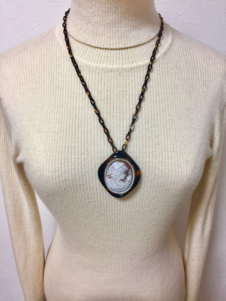 新品、未使用】べっ甲×カメオネックレス*本鼈甲*シェルカメオ*K18