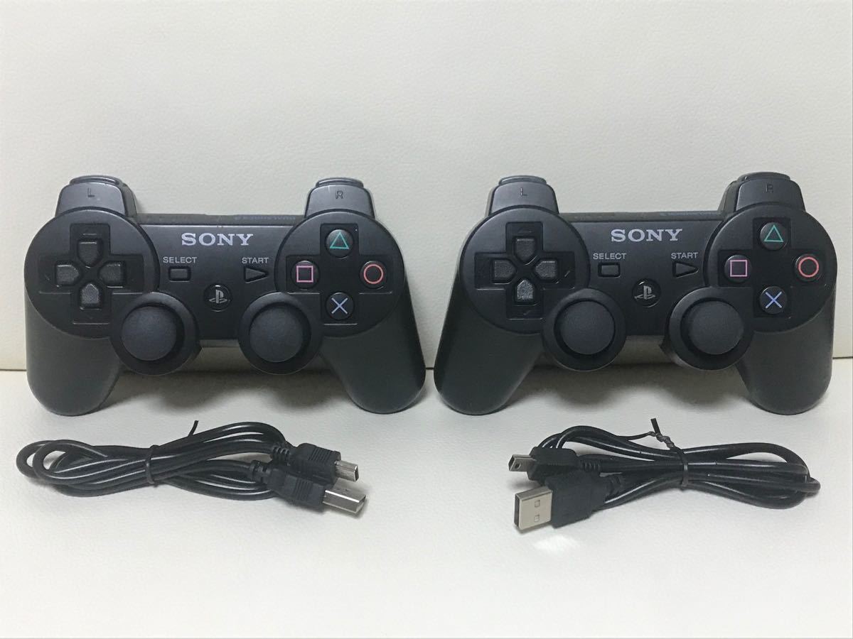 ワイヤレスコントローラー DUALSHOCK3 デュアルショック3 2個セット USBケーブル×2本 SONY純正品 PS3