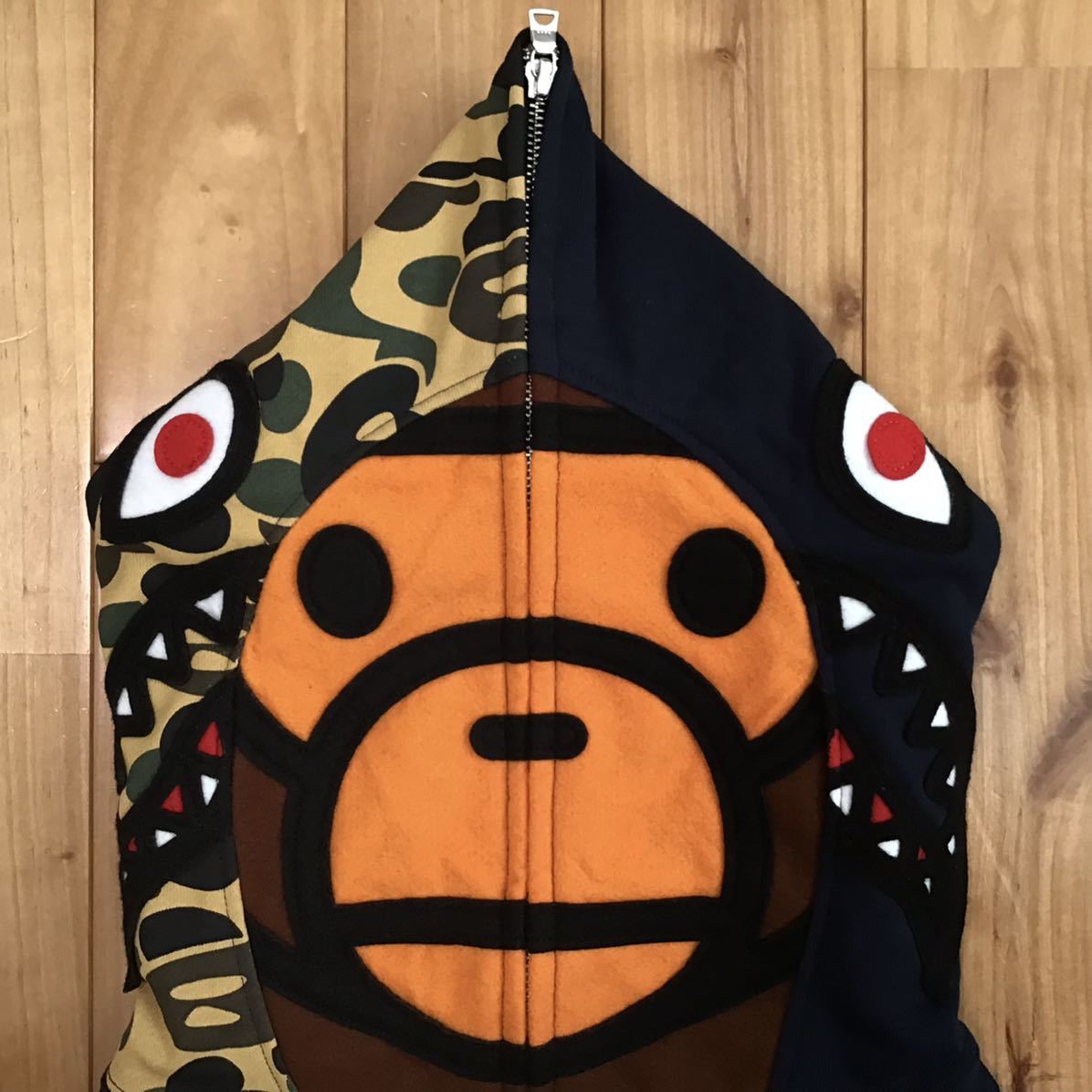 新品 2XL マイロ シャーク パーカー milo shark full zip hoodie a bathing ape BAPE エイプ ベイプ アベイシングエイプ navy XXL 8500 国内代理店版 bape milo hoodie ベイプ マイロ シャーク パーカー shark パーカー