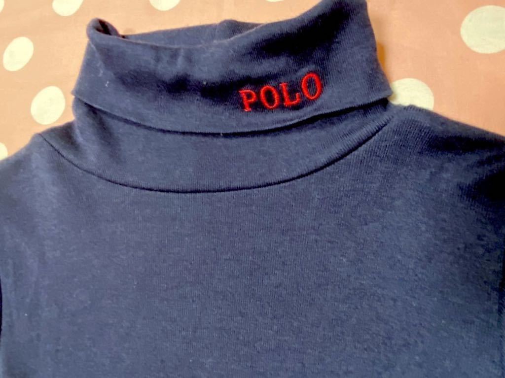 3T 100サイズPOLO RALPH LAUREN ポロ ラルフ ローレンキッズ長袖Tシャツ タートルネック ブランドロゴ刺繍 POLO刺繍 冬服袖無しワンピ_画像3