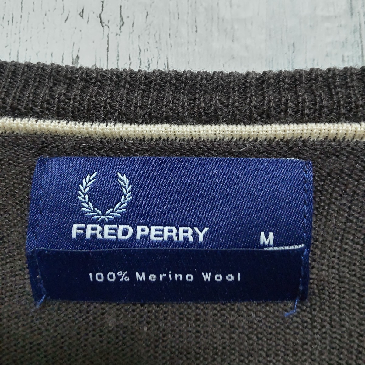 FRED PERRY フレッドペリー ロゴ刺繍 アーガイル柄 ニット セーター