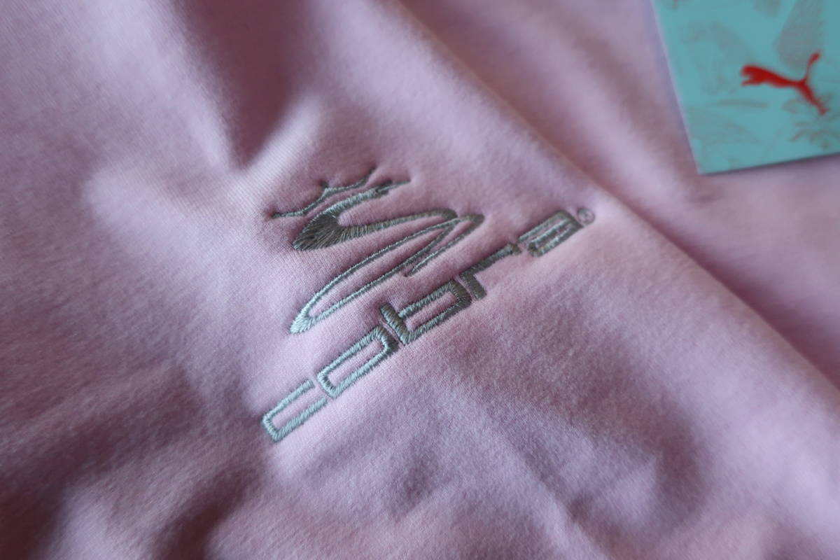 ☆☆プーマ クラウドスパン クルーネック【ピンクレディ M】コブラ特注刺繍 PUMA Cloudspun CrewNeck トレーナー ストレッチ 裏起毛 新品_画像2