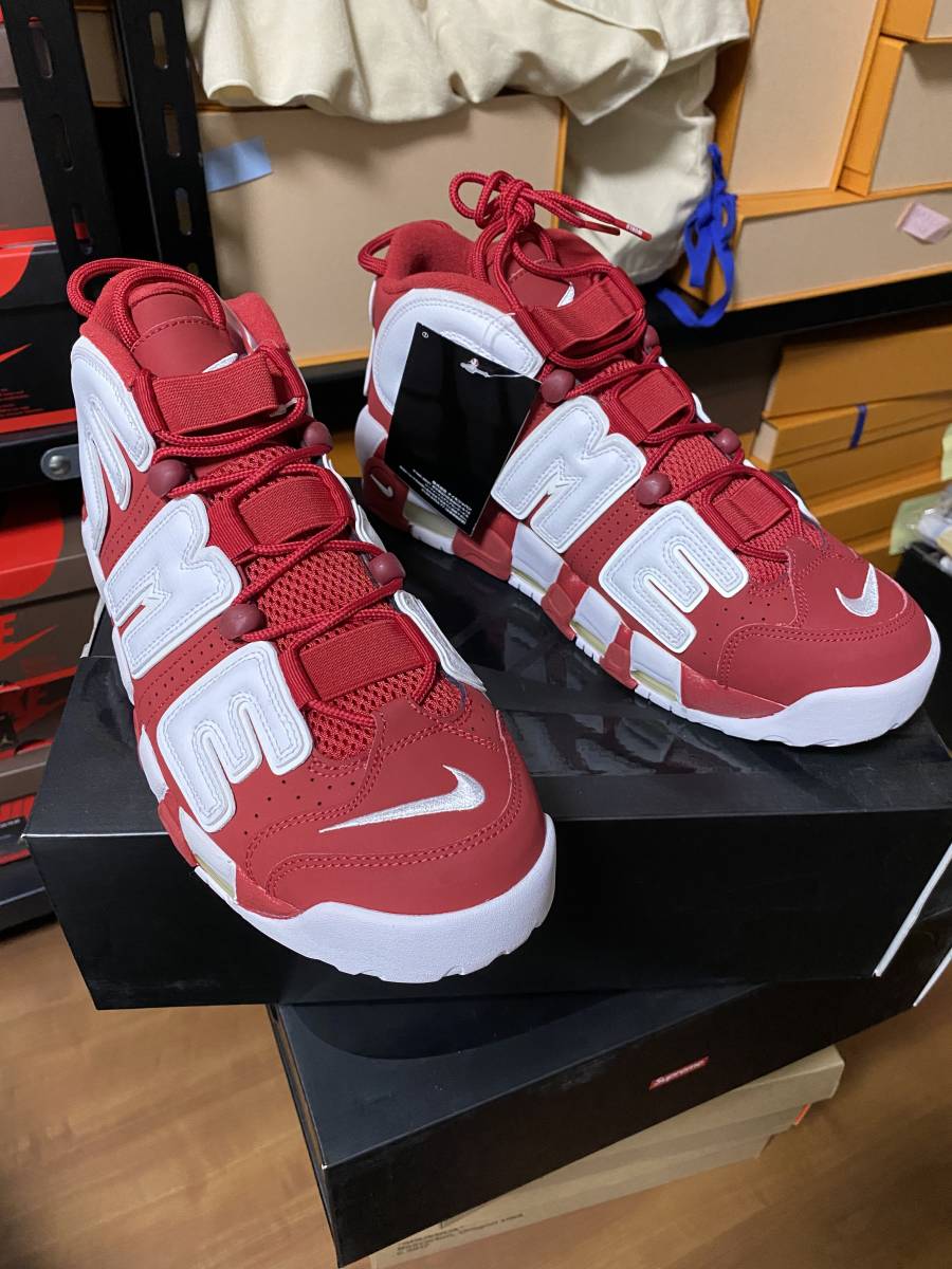 新品 国内正規品 NIKE 902290-600 AIR MORE UPTEMPO SUPREME VARSITY RED/WHITE エア  モアアップテンポ シュプリーム 赤/白 US10.5 28.5㎝