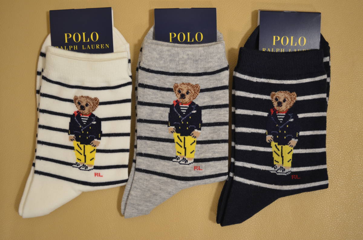 新品 未使用 女性 POLO RALPH LAUREN ポロラルフローレン ソックス 3足セット 日本製 送料無料
