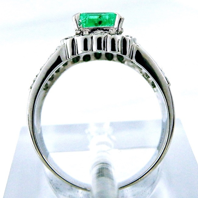 Pt900 * ring ring * emerald 1.40ct 5 month birthstone * diamond 0.60ct *13 number #so-ting attaching [ used ] /29863