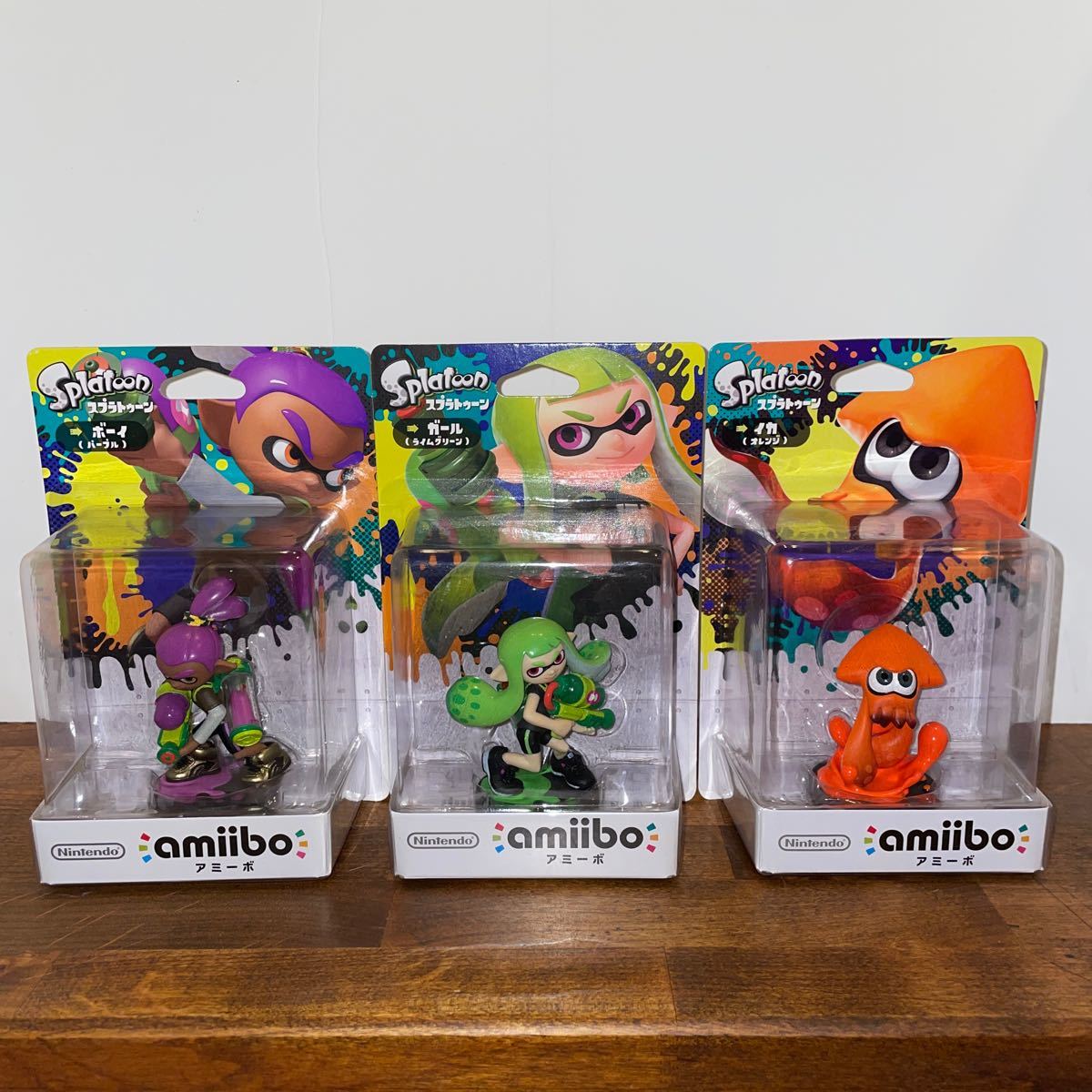 スプラトゥーン 限定カラーセット amiibo アミーボ ライムグリーンガール パープルボーイ オレンジイカ Splatoon