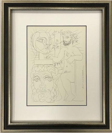 【特価】　≪　　パブロ・ピカソ　　≫　　リトグラフ【石版画】　 SEATED SCULPTOR AND TWO SCULPTURED HEADS 　1956年　　PABLO　PICASSO