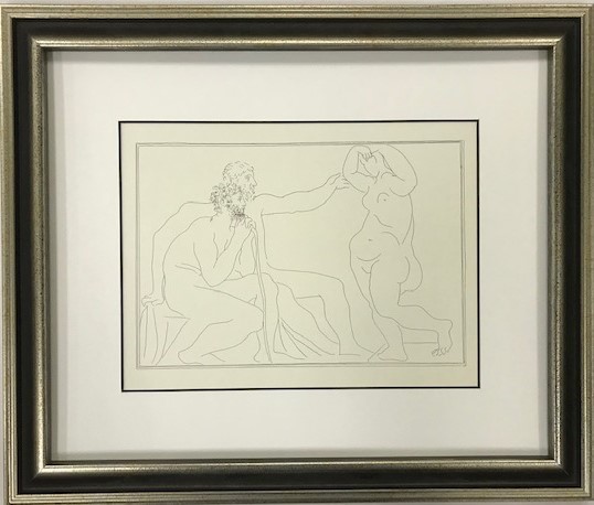 【特価】　≪　　パブロ・ピカソ　　≫　　リトグラフ【石版画】　 TWO SCULPTORS BEFORE A STATUE　　1956年　　PABLO　PICASSO