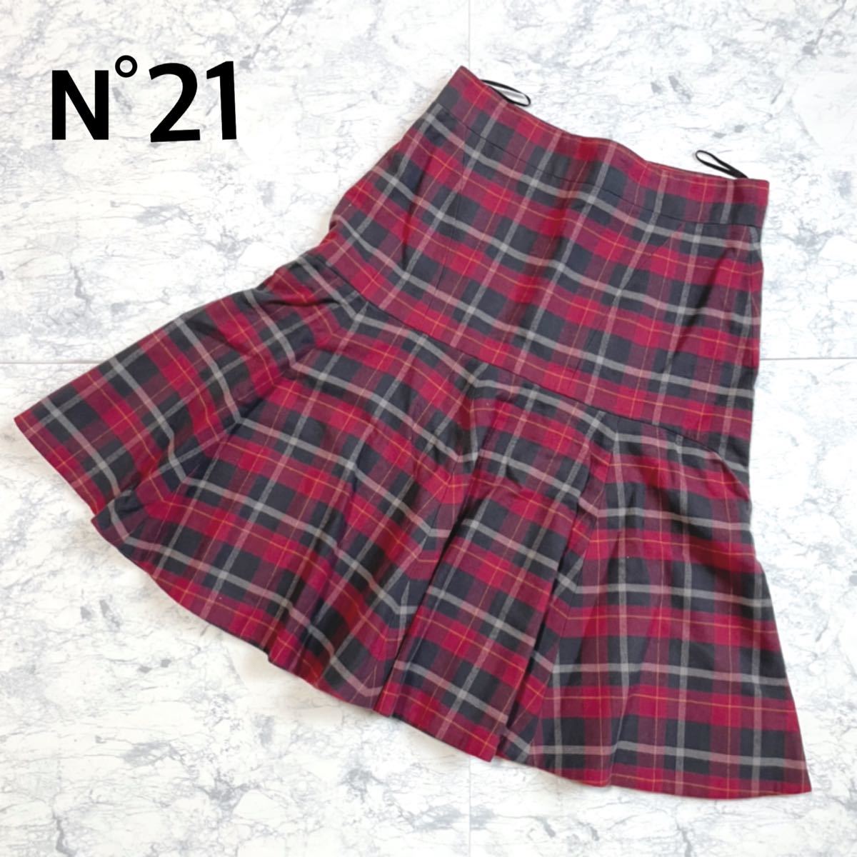 N°21 ヌメロヴェントゥーノ チェック スカート 総柄 マーメイド