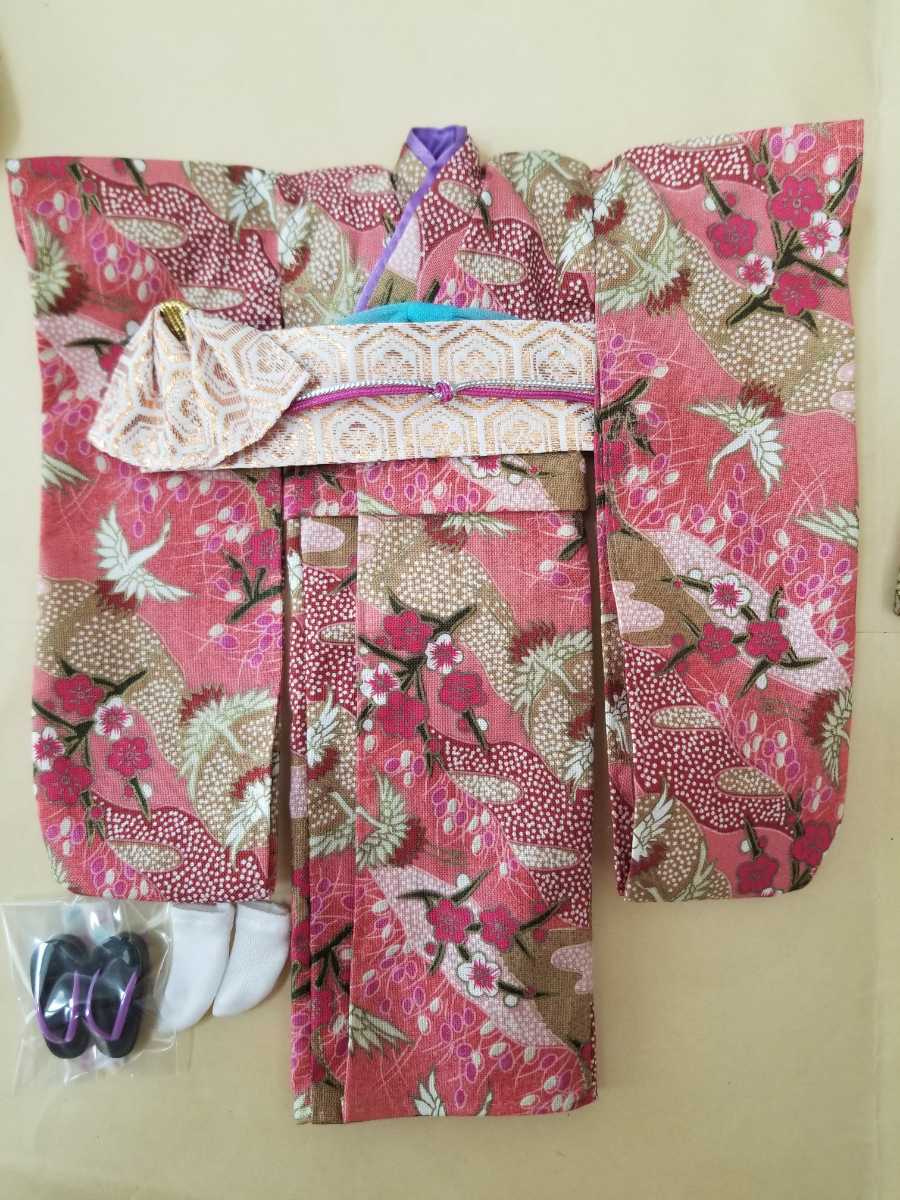 2022新発 振袖 27センチドール momoko リカちゃんキャッスル ジェニー きもの ピンク JAPAN 着物 鶴 洋服