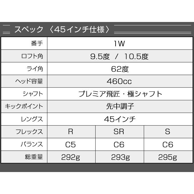 新品】45インチ 適合最強反発力の飛び! ダイナミクス ドライバー 9.5