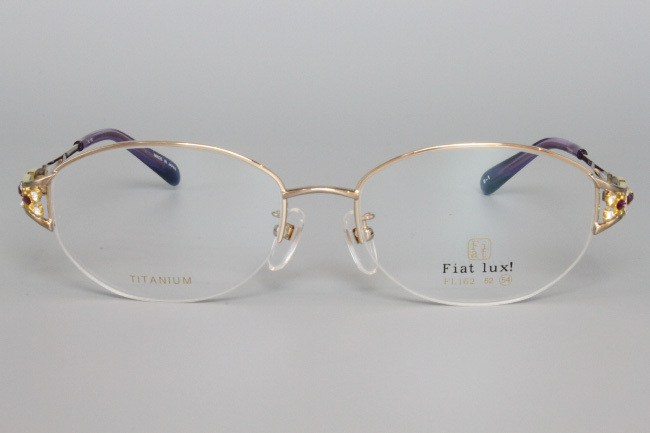 【新品・未使用】日本製 高級品 Fiat Lux! FL162 TITANIUM チタン ナイロール 石止部スワロフスキー 54□17 135 H-7