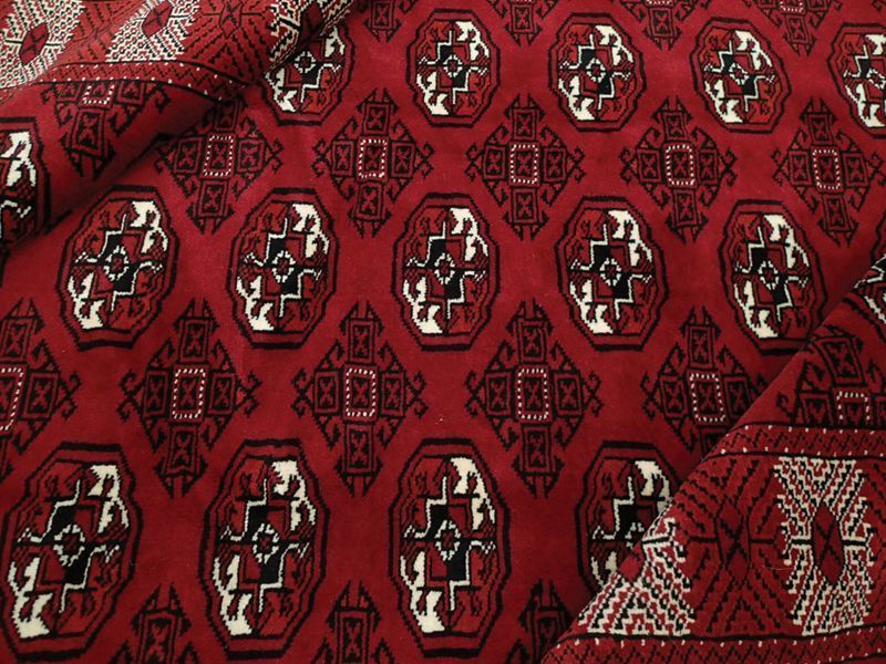 新品 ペルシャ 絨毯 トルクメン 縦2.4m 3.8m2 3帖 3人ソファ サイズ 235 x 162 cm A129 肉厚 ウール 手織り トライバル ラグ カーペット